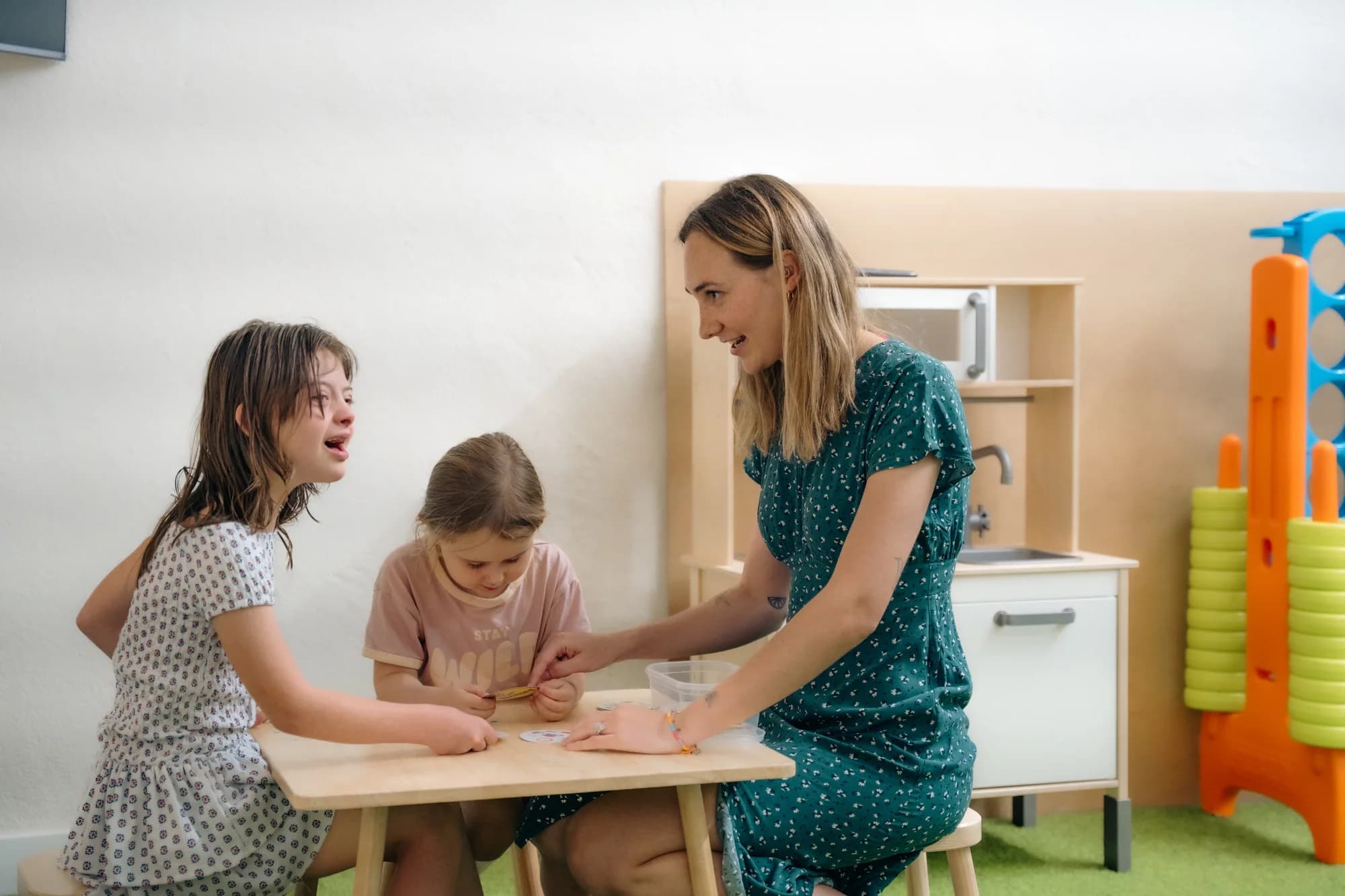 Rebecca Bland, educational therapist, working one-to-one with a child in Lisbon